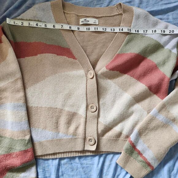 Hollister Sweaters - Hollister Multi-colored striped cardigan in cream and pink #cardigan